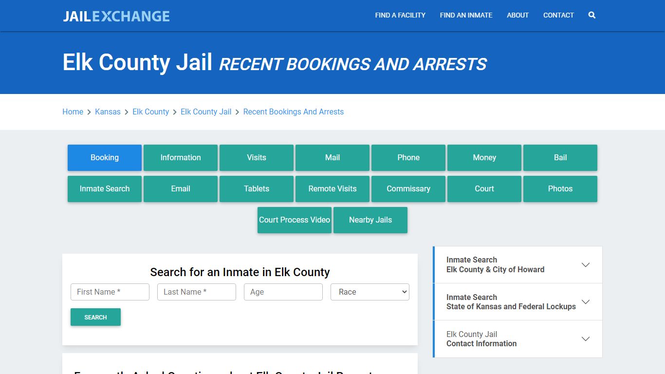 Elk County Jail KS Recent Arrests and Bookings - Jail Exchange