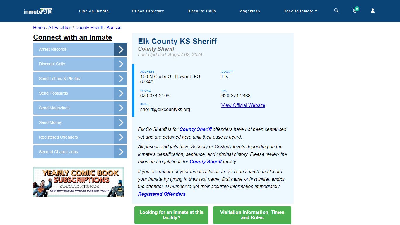 Elk County KS Sheriff & Arrest Search - InmateAid