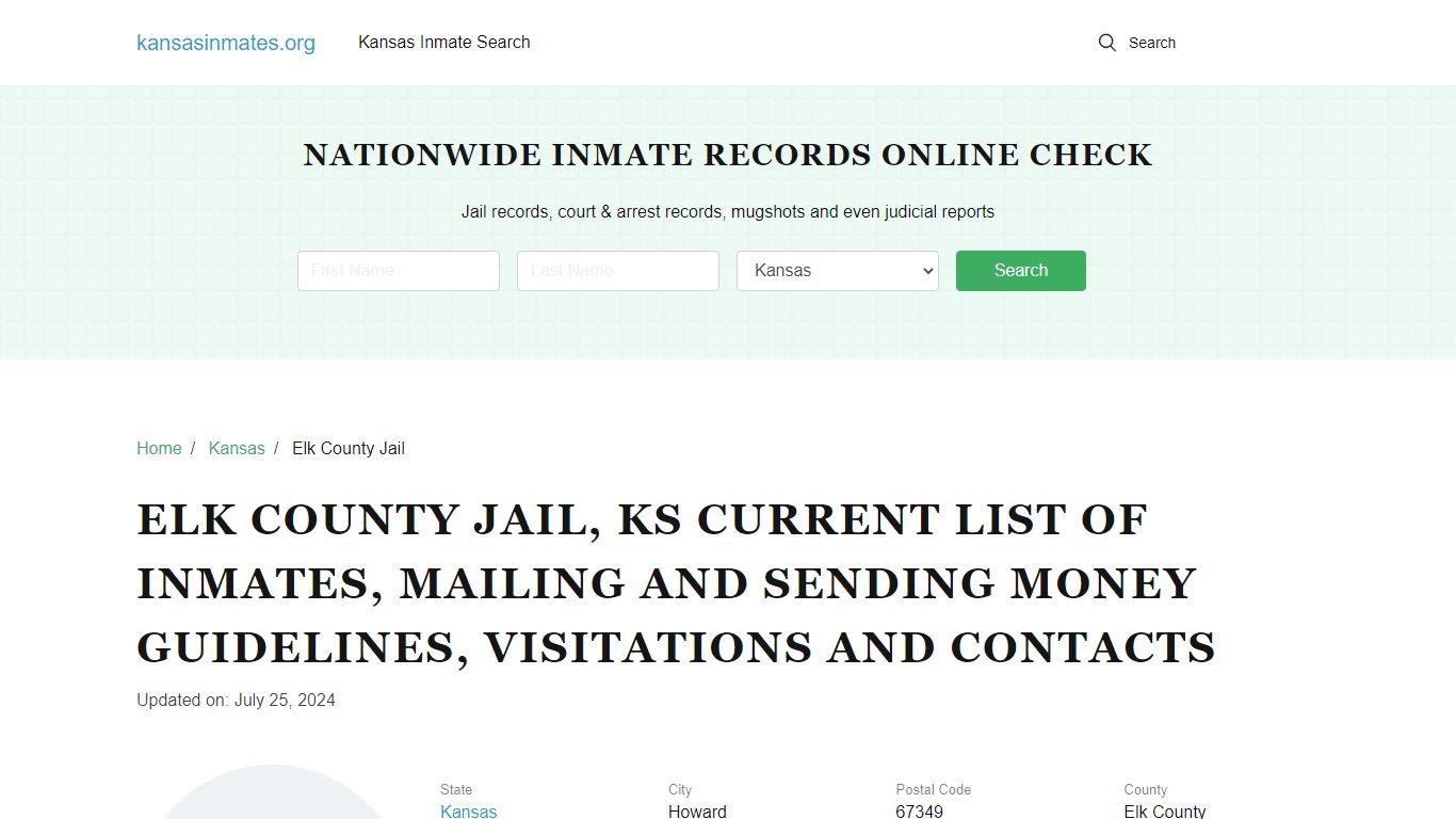 Elk County Jail, KS: Offender Locator, Visitation & Contact Info